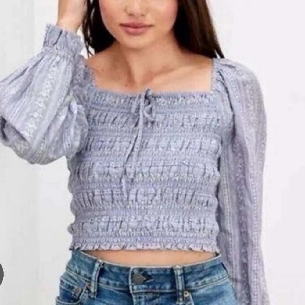 American Eagle Outfitters Light Purple Smocked Blouse XL